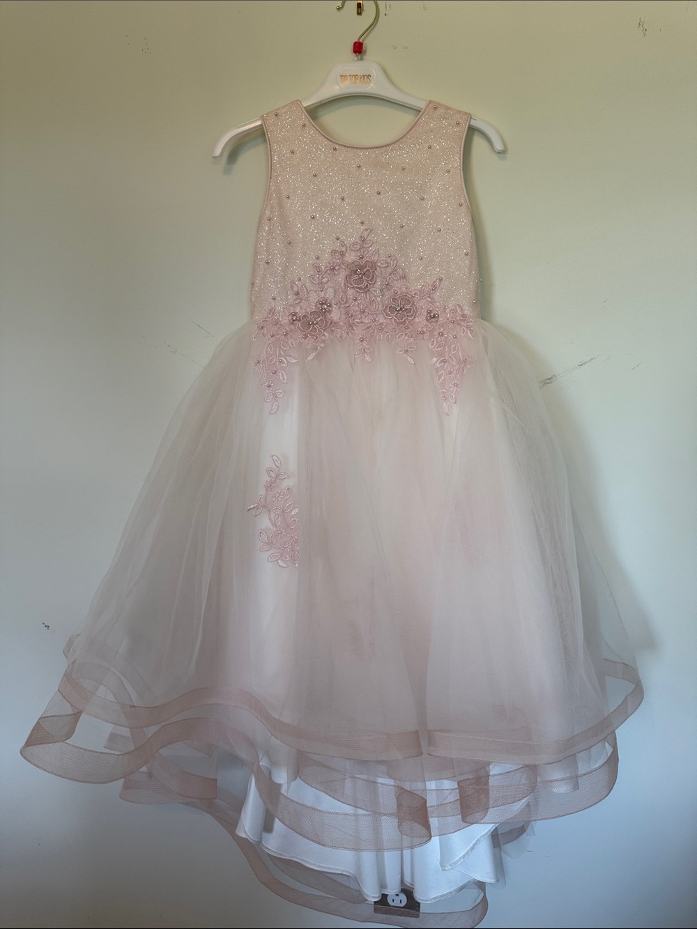 Tip Top Kids Blush Pink Embroidered Tulle Party Dress size 6